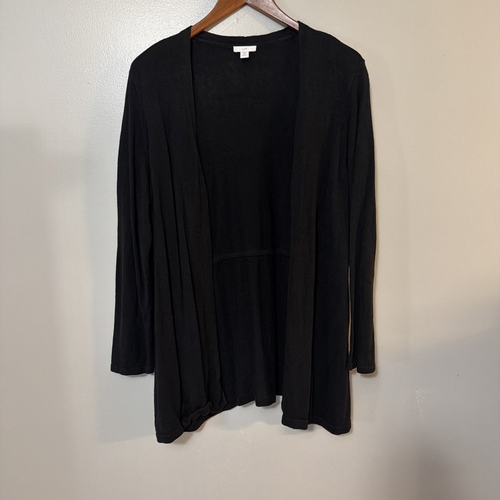 J Jill 1X Black Cardigan Sweater Linen Blend 3 Button